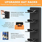 Vocanoe Hat Organizer for Baseball Caps, 2 Pack Hat Rack for Wall Strong Adhesive, Multilayer Hat Storage Holder, Wall Mounted Cap Racks for Closet Door and Bedroom