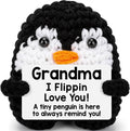 Grandma Gifts for Birthday, Handmade Crochet Mini Penguin Mothers Day Cute Birthday Gifts for Grandma from Granddaughter Grandson, Funny I Love You Gift for Grandmother Greatgrandma Gigi Easter Decor