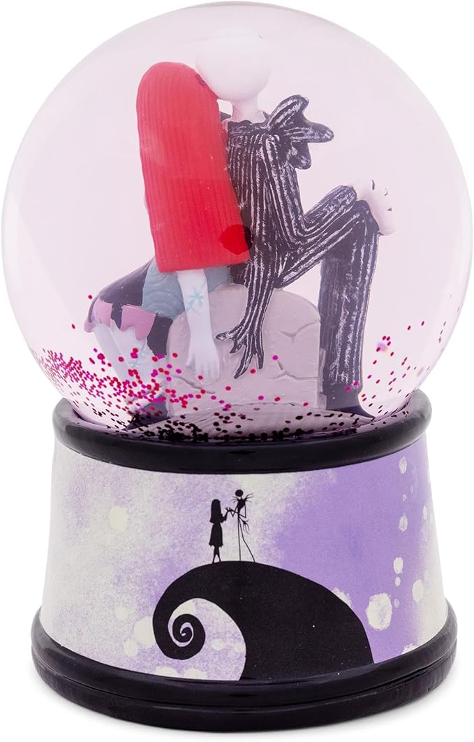 Disney The Nightmare Before Christmas Forever & Always Light-Up Snow Globe with Swirling Glitter Display | 6 Inches Tall