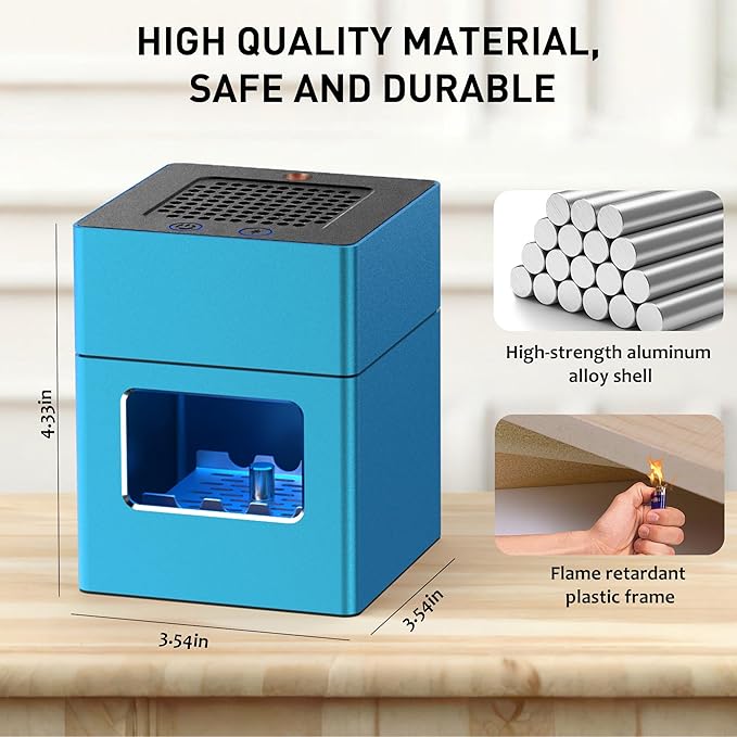 Aluminum Housing Smokeless Ashtray, Multifunctional 3 in 1 Smoke Ashtray with Lighter & USB Rechargeable, HEPA Filter, Home or Office (Blue)