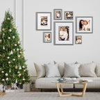Egofine 5x7 Picture Frames Set of 4, Made of Solid Wood Covered by Plexiglass 3.5x5 and 4x6 with Mat or 5x7 without Mat, for Table Top Display and Wall Mounting Photo Frame Light Grey