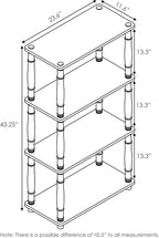 Furinno TURN-N-TUBE Storage Shelves, 4-Tier Book Shelf, Corner Shelf, Toolless Open Shelves, Classic Tubes, for Organization and Storage, Living Room, Home Office, Americano