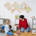 6 Pack Cork Board Felt Bulletin Board with 60 Push Pins, 1/2" Thick Pinboard Square Tiles for Wall Organizer - Home Office Classroom Decor, Photo Display, Memo Board (11.8"x11.8"- Beige)