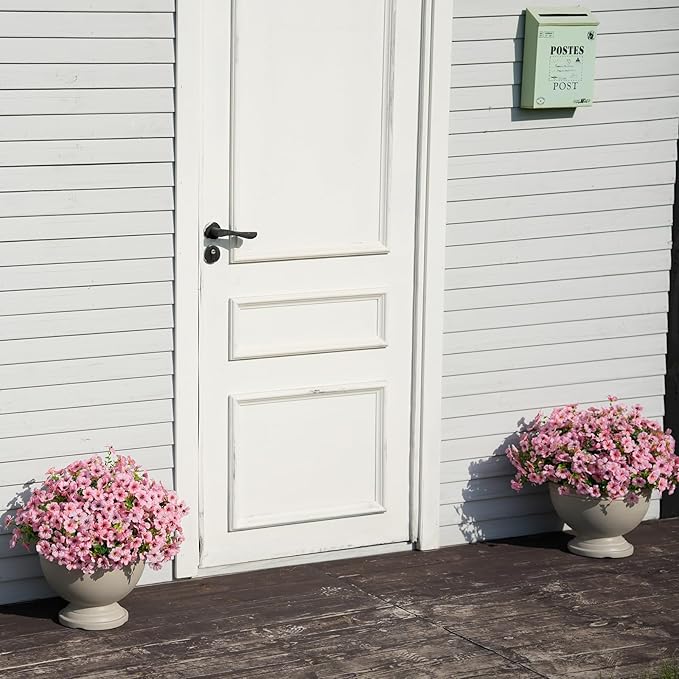 24 Bundles Artificial Flowers for Outdoor Realistic Faux Flower Spring Summer Garden Home Decoration, Hanging Daisy with Eucalyptus Leaves Fake Plants Greenery Balcony Porch Patio Front Door Decor