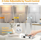 22’’ Touch Control Table Lamps Set of 2, 3 Color Temperatures Bedroom Bedside Lamps, Modern Silver Dimmable Lamps with USB Ports & AC Outlet, Tall Living Room Lamps for Nightstand End Table, 2 Bulbs