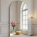 Prywot Arched Full Length Mirror, 76" x 34" Floor Mirror Wall Hanging or Leaning Arched-Top Full Body Mirror with Stand for Bedroom, Dressing Room, White