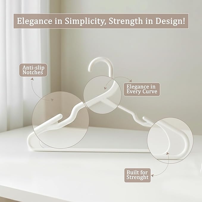 Utopia Home Plastic Hangers 100 Pack - Perfect Space Saving Clothes Hanger - Durable and Strong - Perfect Closet Organizers with Shoulder Grooves (White)