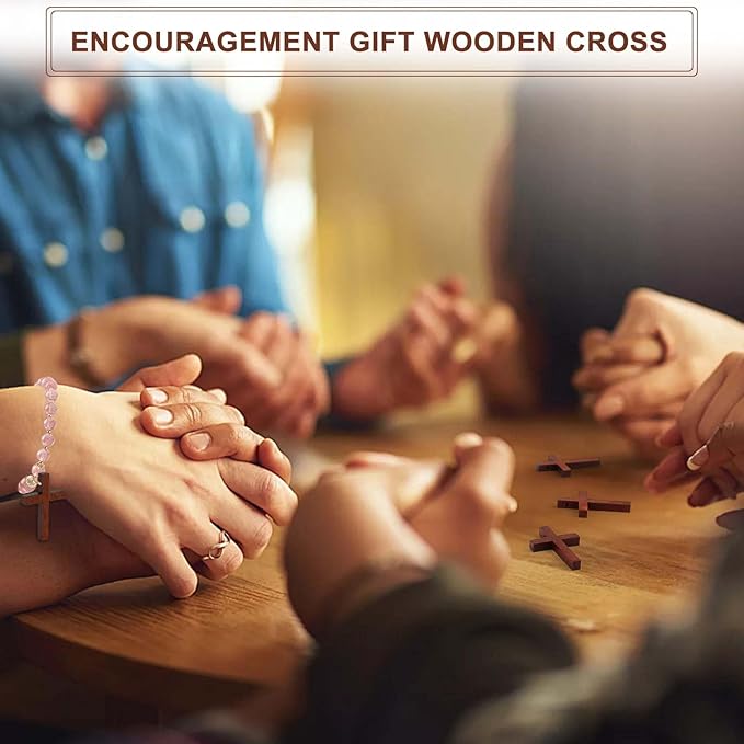 Yomirduy 50 Pack Wooden Crosses, Wall Crosses Small wooden Crosses for Crafts, Small Crosses, Easter Egg Fillers