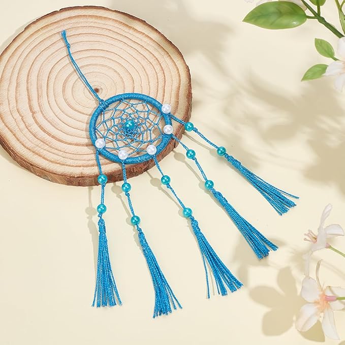 INFUNLY 12 Set DIY Small Dream Catcher Kit Metallic Color Round Mini Dream Catcher Kit Handmade Dreamcatcher Kit with Instructions Boho Hanging Ornament Making Kit for Bedroom Car Mirror Keychain Bag