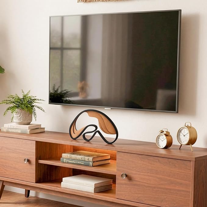 Fumete Mid-Century Modern Wood Abstract Sculpture Wooden Mountain Table Decoration Modern Home Decorative Objects for Mantel Bookshelf Dresser Living Room Office & Entryway Table Decorative