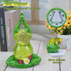 Spring Frog Snow Globe Decor with 6H Timer, Swirling Glitter Frog Snowglobe Spring Figurine Decorations, USB/Battery Operated, Frog Yoga Pose Statue for Spring Holiday Home Decor and Gift