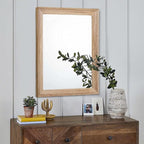 AAZZKANG Rustic Mirrors for Wall Rectangle Wooden Frame Hanging Mirror for Bedroom Bathroom Living Room Entryway Large 20"x16"