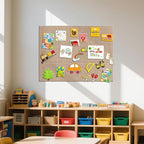 TSJOFFICE Large Cork Board for Wall - 48" x 36" Bulletin Board with 50 Pushpins for Office Decor, Pin Board 12 Pack Felt Wall Tiles with Safe Removable Adhesive Tabs, Corkboard for Home - Dark Camel