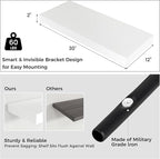 Venusmiles Floating Shelves for Wall, 30" W x 12" D x 2" H, 2 Pack of Long Wall Mounted Engineered Wood Shelves with Invisible Brackets for Living Room, Bedroom, Bathroom, Kitchen Decor, White