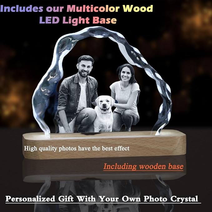 3D Crystal Photo,Anniversary Personalized Gift for Women, Wife, Mom,Husband,Grandma.Customized Birthday,Memorial Gifts,Custom Photo in Crystal