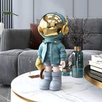 EZ4ENCE Figurine Statue Astronaut Sculpture Spaceman Decor,Sculpture for Home Decor,Arts Blue Shelf Decoration,Cool Metal Mask Table Decor,Large Spaceman Figure Ornament