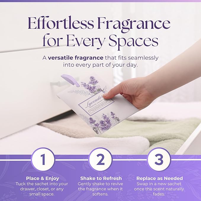 15 Pack Sachets for Drawers and Closets, Scented Sachets for Drawers, Closet Freshener Sachet for Drawers to Refresh Any Space, Sachet Bags, Scented Drawer Fresheners for Dresser, Lavender