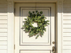 26" Green Hibiscus & Eucalyptus Leaf Wreath for Front Door - Large Artificial Greenery Outdoor Wreath for Porch, Window, Farmhouse, Home, Holiday, Hanging Decor - Spring, Summer, Fall, All Seasons