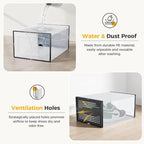 NEWBULIG 12 Pack Clear Shoe Storage Boxes, Shoe Organizer for Closet with Lid, Durable PE Transparent Shoe Containers Ideal for Sneakers, Heels & Boots, Black