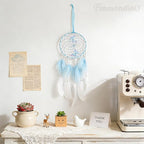 Framendino, Blue Butterflies Dream Catcher with Colorful Feather for Wall Decoration