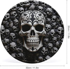 Wall Picture, with Black and White Skulls Printed Circular Iron Hanging Picture,Wall Art Decor,Home for Bedroom Living Room Bathroom Decor,Iron Painting 11.8X11.8 in