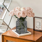 7 Inch Tall Vases for Flowers, Large Glass Vase for Centerpieces, Clear Glasses Home Decor Modern Jarrones Decorativos for Wedding Living Room Dining Table (Gray)
