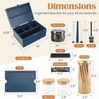 Large Bamboo Storage Box with Removable Tray Kit - Decorative Box Set, Glass Jars, and Accessories Wooden Storage Kit and Accessories Tool.Birthday Gifts