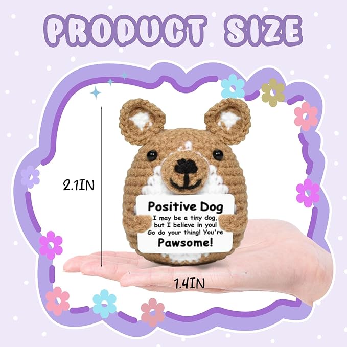 Funny Positive Dog, Inspirational Card Positive Life, Encouragement Christmas Birthday Gift for Women Men, Lucky Gift for Plush Birthday Party Decoration