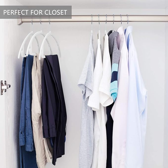 MIZGI Premium Velvet Hangers 50 Pack Heavyduty- Non Slip No Shoulder Bump Suit Hanger - Chrome Hooks,Space Saving Clothes Rounded Shape for Coat,Sweater,Jackets,Pants