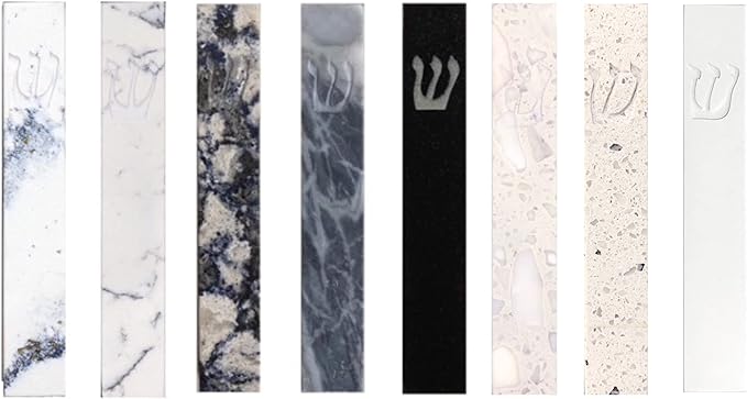 A&S Mezuzot Quartz Mezuzah Case with Engraved Shin Design Easy Peel and Stick Judaica Door Mezuza (Classic White, 6 inches)