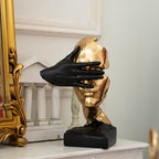 Thinker Statue-Silence is Gold-Abstract Art Figurine Decor - No Hear No See No Speak Modern Home Resin Sculptures Decorative Objects Decor for Home Office Bookshelf Desktop(12" H)