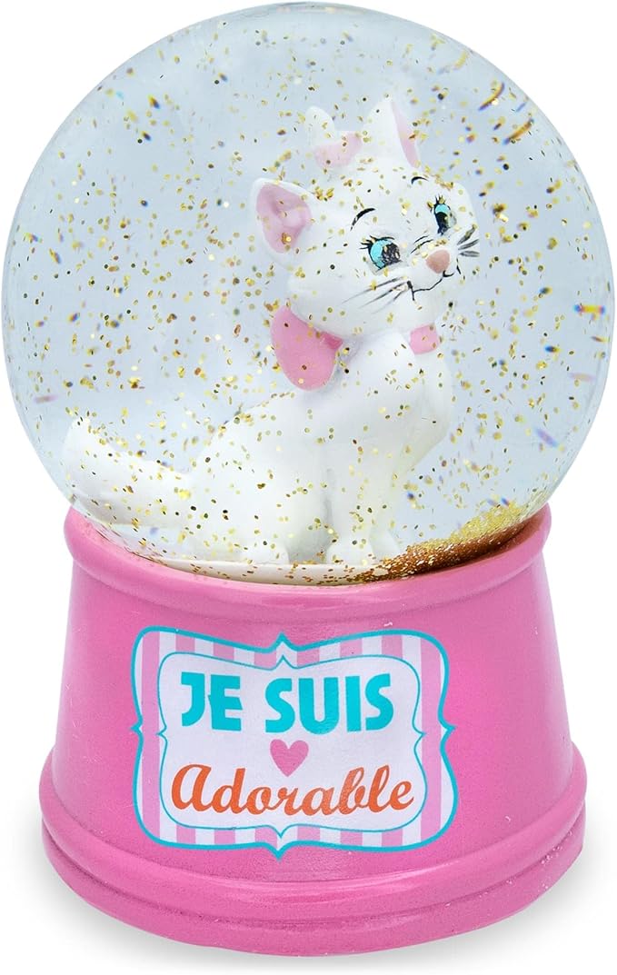 Disney Aristocats Marie Je Suis Adorable Light-Up Adult Snow Globe with Swirling Glitter Display Piece | 6 Inches Tall