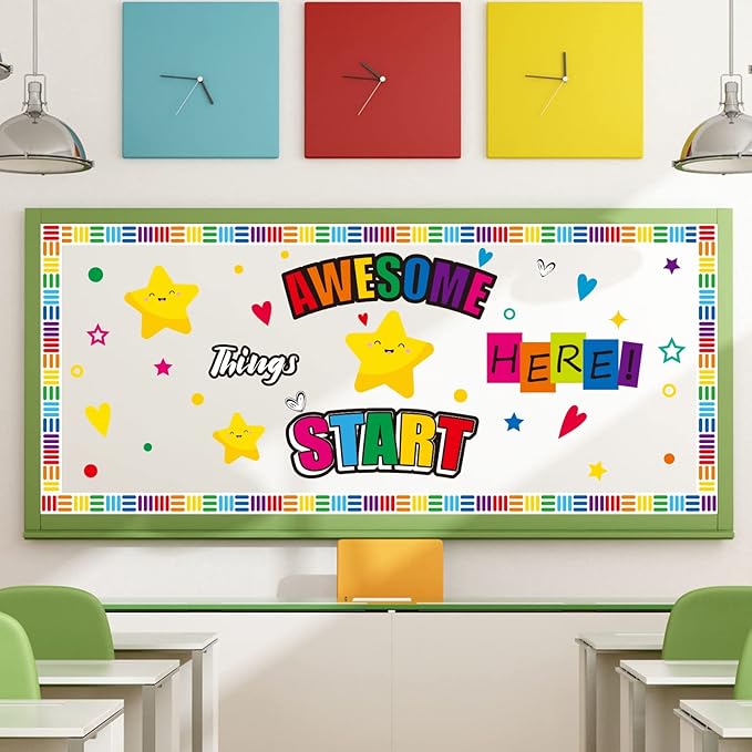 gisgfim Classroom Bulletin Board Decoration Set Welcome Banner Wall Door Decor Colorful Classroom Decorations for Kindergarten Preschool Elementary and Middle School(Awesome Things Start Here!)