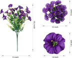 Artificial Flowers Fake Plants for Outdoors Decoration, 12 Bundles Purple Silk Morning Glory with Eucalyptus Realistic UV Resistant Faux Flowers Greenery for Outside Planter Yard Garden Home Indoor