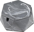 FREELOVE Concrete Ashtray with Lid & Stainless Steel Ashtrays for Cigarettes, Cement Ash Tray Smoking Holder Indoor Smokeless Outdoor Windproof Patio Home Office Cool Decor(Grey-White, Small)