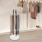 Floor Standing Belt Display, Tie Rack Floor Mounted Belt Hanger Belt Display Shelf Purse Hanger Stand Scarf Stand Adjustable Feet for Home, Boutiques, Clothing Stores, Retail Stores (White)