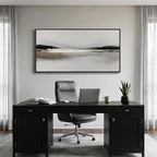 Large Framed Abstract Wall Art for Living Room, Horizontal Black and White Landscape Canvas Prints Paintings Artwork for Walls, Neutral Modern Minimalist Pictures Wall Decor for Bedroom Office 30x60