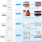 6Pack Thickened Space Saver Vacuum Storage Bags Medium for Clothes with Hand Pump, Vacuum Sealed Bags for Clothing, Comforters and Blankets
