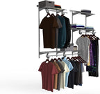ClosetMaid ShelfTrack Wire Closet Organizer System, Adjustable from 4 to 6 Ft., with Shelves, Clothes Rods, Hardware, Durable Steel, Satin Chrome