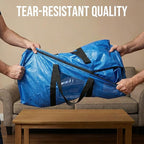 TAILI Extra Large Moving Bags, 10 Pack Blue Heavy Duty Totes for Storage with Visible Window, Wrap Around Handles, Storage Bags for Space Saving, Alternative to Moving Boxes