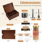 Large Bamboo Storage Box with Removable Tray Kit - Decorative Box Set, Glass Jars, and Accessories Wooden Storage Kit and Accessories Tool.Birthday Gifts