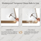 LOAAO 60”X36” Gold Bathroom Mirror, Rounded Rectangle Gold Frame Mirror, Brushed Gold Bathroom Vanity Mirror Wall-Mounted, Anti-Rust, Tempered Glass, Hangs Horizontally or Vertically