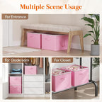 Lifewit Shoe Storage Organizer for Closet, Fabric Large Shoe Box Storage Containers with Clear Cover, Foldable Bins for Boots Heels Sneakers Fits 24-32 Pairs (Each 12-16 Pairs) 2 Pack Pink