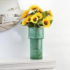 Large Glass Vase, 12 Inches Tall Vase for Flowers, Green Flower Vases for Bouquet, Modern Green Glass Vases for Living Room, Dining Table, Office, Entryway, Mantle, Shelf, Wedding Gifts