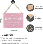 Wall Pediments Shoes Off Sign,Shoes Off Sign for Front Door,Since Little Fingers Touch Our Floor Door Sign,Please Take Your Shoes Off Sign,Shoes Off Hanging Welcome Sign for Front Door(pink)