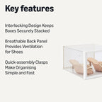 Amazon Basics Stackable and Foldable Clear Shoe Storage Organizer Box, Medium, 12-Pack
