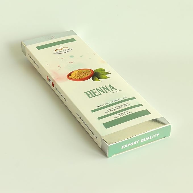 Henna Incense Sticks - Artisan Luxury Masala Incense - Handrolled Long-Burning Incense 18+ Sticks