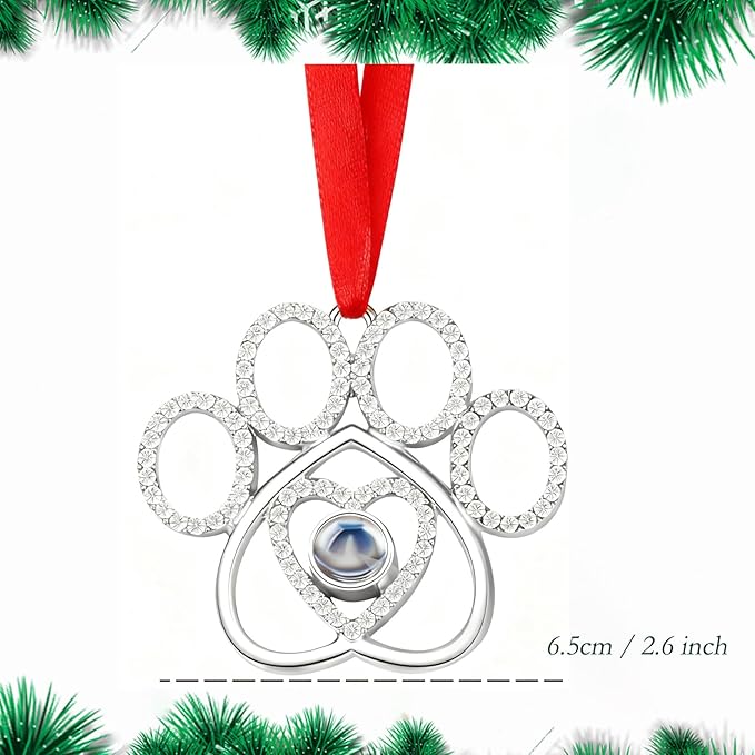 Set of 3 Christmas Hanging Ornaments - Silver Snowflake Star Pawprint Christmas Tree Decor for Xmas Tree Gift Decorative Hanging Ornaments Hanging Pendants (3, Multi-3)