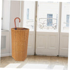Uonlytech Artificial Rattan Umbrella Stand Plastic Storage Holder for Entryway Indoor Use Freestanding Design for Long Folding Umbrellas Decorative Organizer for Home Office