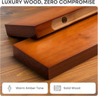 Homeforia 24inch Oak Floating Shelf for Wall, High End Solid Real Wood 24 inches Long Floating Shelves for Bathroom, Honey Oak Wooden Floating Shelves, Heavy Duty Bracket, 24 X 6.5 X 1.75 in, Set of 4